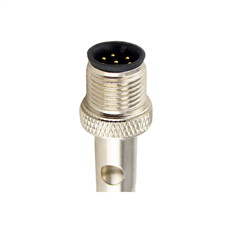 M12 8pins A code male moldable connector with shielded,short,for right angle cable,brass with nickel plated screw